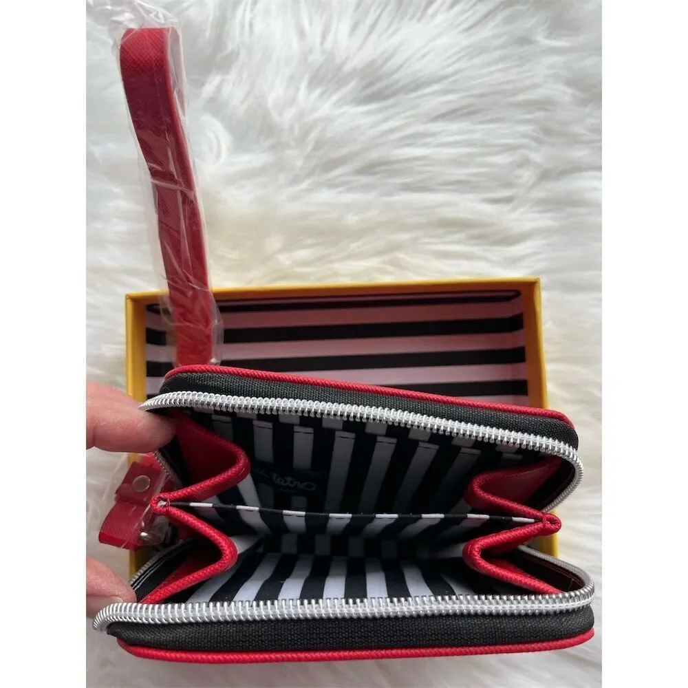 🆕 Marc Tetro Women's Red Zip-Around Wallet with French Bulldog Design